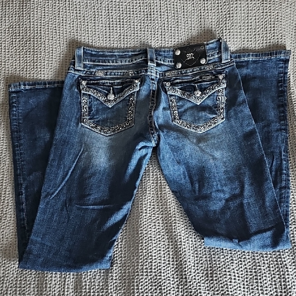 Miss Me Embellished Blue Boot Cut Jeans - Picture 7 of 10